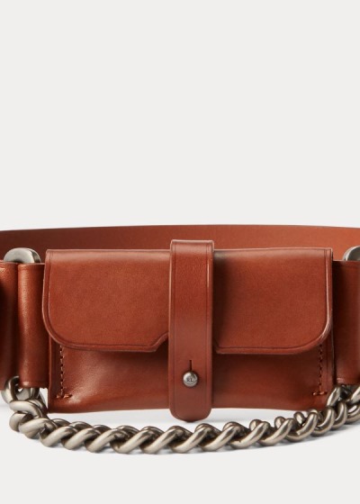 Cinturones Ralph Lauren Mujer Dorados - Pouch-Chain Leather - HMYRN8534